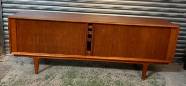 A Mid Century Danish teak tambour sideboard by Bernard Pedersen and Son