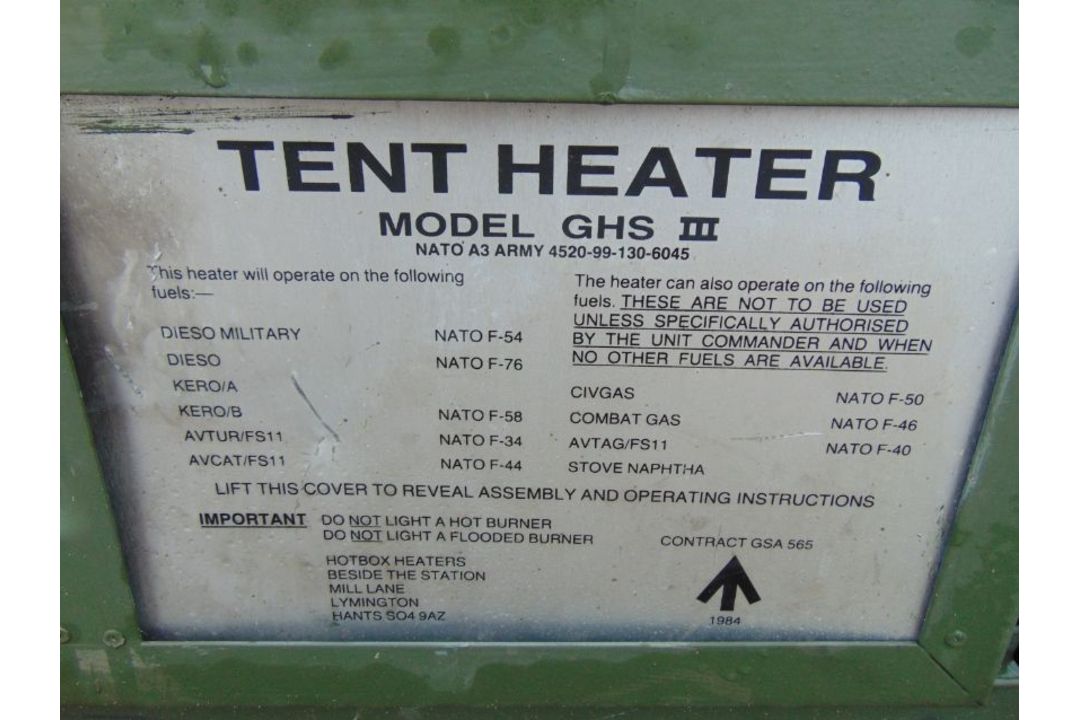 Ex MOD GHSIII Tent Garage Workshop Diesel Heater - Image 6 of 7