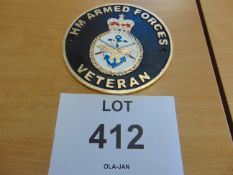 Hand Painted Cast Iron H.M Forces Veteran Plaque 25cm Dia