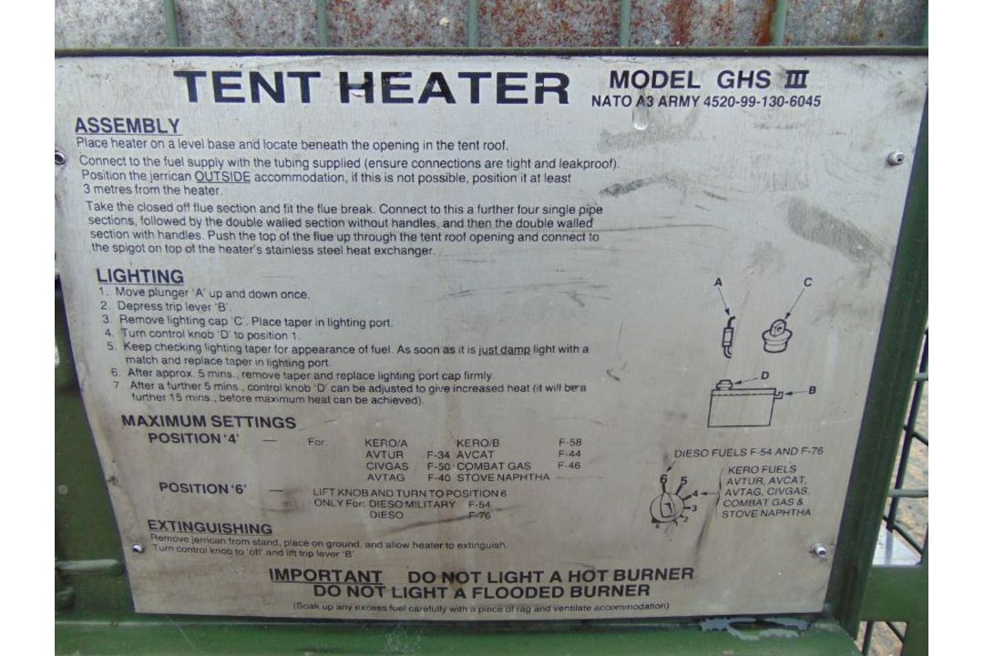 Ex MOD GHSIII Tent Garage Workshop Diesel Heater - Image 7 of 7