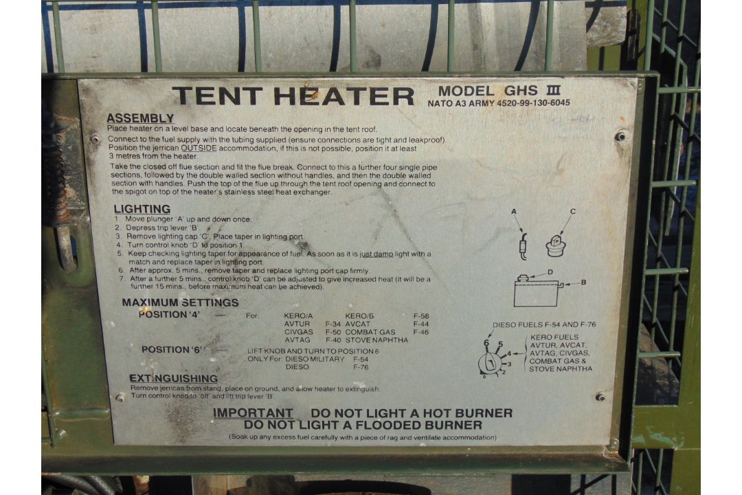 Ex MOD GHSIII Tent Garage Workshop Diesel Heater - Image 4 of 9