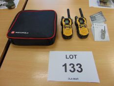 2 x Motorola MT351R 2 Way Weatherproof Radios C/W Carry Case & Instructions