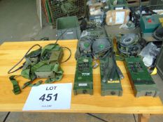 4x UK RT 349 Transmitter Receivers complete kits with headsets batt packs, antenna pouch