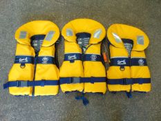 3x Crewsaver Spiral 100N Buoyancy Aid - PFD Personal Floatation Device Size 2x Junior & 1 x L Child
