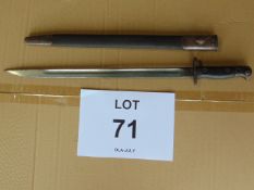NICE WW1 1907 PATTERN SMLE BAYONET WITH LEATHER SCABARD