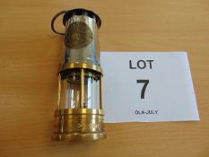 Lovely Original Brass Miners Lamp No 1A Manufactured by Eccles Manchester c/w Wick etc
