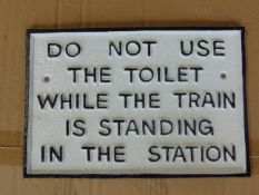 CAST IRON RAILWAY TOILET SIGN