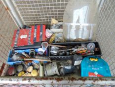 1 x Stillage Bedford Spares, Alternators, Lens, Tolls, Motor Cycle spares, signs etc