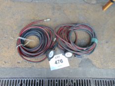2 x Tyre Inflator Air Lines c/w Shrader Gauges