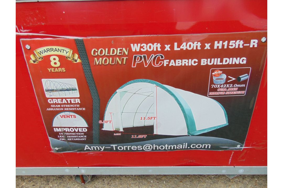 Heavy Duty Storage Shelter 30'W x 40'L x 15' H P/No 304015R - Image 2 of 4