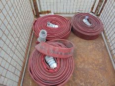 3 x Angus 70mm x 23m Layflat Fire Hoses with Couplings