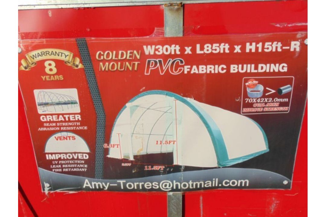 Heavy Duty Storage Shelter 30'W x 85'L x 15' H P/No 308515R - Image 2 of 6