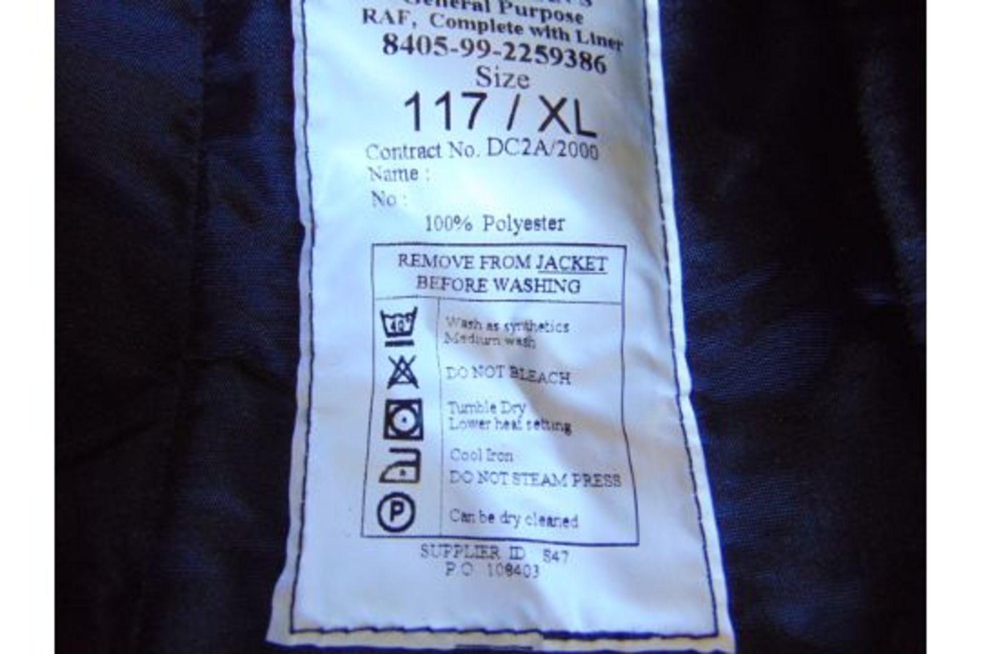 6x New Unissued (3 x) X Large & (3x) Small RAF issue Pilots Jackets with Removeable Liner - Image 6 of 6