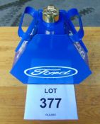 Hand-Painted Triangular Ford Blue Oil Can W/ Brass Screw Cap