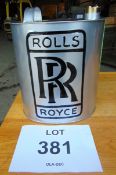 Hand-Painted Oval Rolls Royce Silver Oil Can W/ Brass Screw Cap