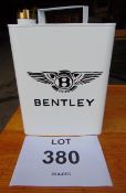 Hand-Painted Rectangular Bentley White Oil Can W/ Brass Screw Cap
