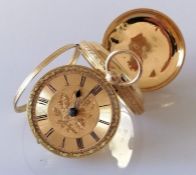 An Edwardian open face fob watch with Roman numerals