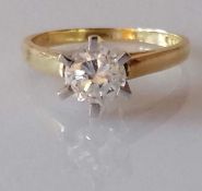 A solitaire brilliant-cut diamond ring, the single stone measuring approximately 1.00 carats
