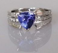 A tanzanite and diamond ring