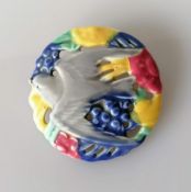 A Poole Pottery, Truda Carter design B6 round pierced brooch, 1939-1953, 60mm