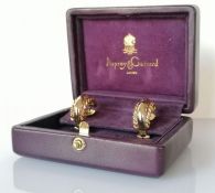 A pair of white and gold clip-on earrings with rope twist design, stamped 750, 10.37g