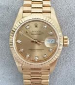 A ladies Rolex Oyster Perpetual Datejust model 69178, 18ct gold case, 26mm excluding crown