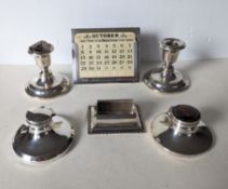 An Edwardian silver stamp moistener with glass roller, 8.5 cm W, by Charles & George Asprey, London