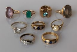 A late Victorian sapphire and diamond ring on an 18ct gold setting, size O, hallmarked, 3.6g 