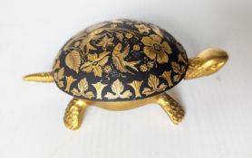 A Spanish gilt metal tortoise table/desk top bell, marked 'BOJ Eibar Espana'