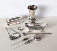 A late Victorian silver oblong trinket box with gadroon rim, 11 cm W, hallmarked for Mitchell Bosley