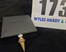 A THEO FENNELL Bespoke Handmade Gelato Brooch in 18-Carat Gold in the shape of an Ice Cream Cone set
