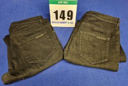 Two Pairs of PRADA Men's Jeans:- - Denim 5-Pocket Jeans in Black Raw Finish and Tonal Stitching,