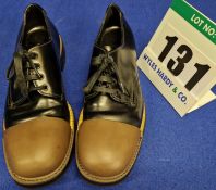 A Pair of PRADA Spazzolato 100 per cent Calf Skin Leather Lace-Up Shoes in Black with Cacao Toe