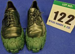 A Pair of PRADA Fall/Winter 2019 Green Lace Up Derby Shoes with Wheel Sole, Size 9, with Bag