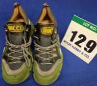 A Pair of GUCCI Flashtrek Journey Hiking Trainers with Grey Mesh Uppers, Grey Suede and Black