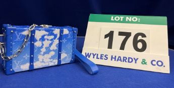 A LOUIS VUITTON Virgil Abloh Blue Soft Clouds Trunk Case Bag with Blue Gradient Leather, LV Monogram