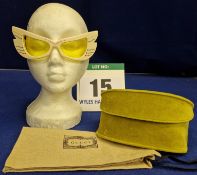 A Pair of GUCCI Ladies 'Hollywood Forever' Butterfly Wing Mask Sunglasses in Ivory Acetate with