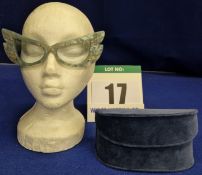 A Pair of GUCCI Ladies 'Hollywood Forever' Butterfly Wing Mask Sunglasses in Light Blue Acetate with