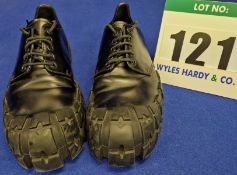 A Pair of PRADA Fall/Winter 2019 Black Lace Up Derby Shoes with Wheel Sole, Size 9, with Bag