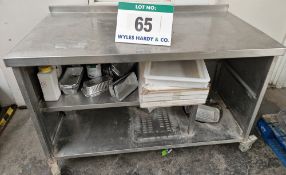 A Stainless Steel 2-Tier Trolley, approx. 1390mm x 730mm x 900mm tall