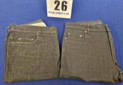 Two Pairs of PRADA Men's Jeans:- - Denim 5-Pocket Jeans in Black Raw Finish and Tonal Stitching,