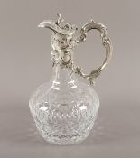 KARAFFE, farbloses Glas, Silbermontierung 925/ooo, H 25, DEUTSCH, 20.Jh 
