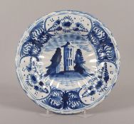 KLEINE PLATTE, Fayence, Blaudekor, Dm 22, Planetenmarke, NÜRNBERG, um 1730 