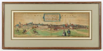 LEIPZIG, kolorierter Kupferstich, 16 x 47,5, aus 