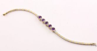 Amethyst-Armband, 585/ooo WG/GG, Brill.
