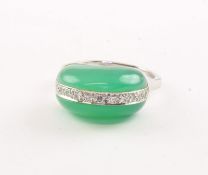 Chrysopras-Brillantring, 750/ooo WG, 10,9g