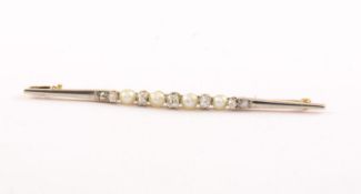 Stabbrosche, 585/ooo GG/WG, Diamanten u. Perlen, 5,5g