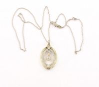 Collier an Kette, 585/ooo WG/GG, Silber