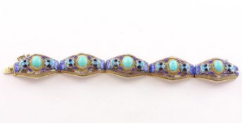 Armband, Silber, Emaille, Türkise, China