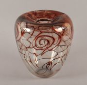 Vase, Glas, signiert Andries D. Copier, Unica Leerdam, um 1940